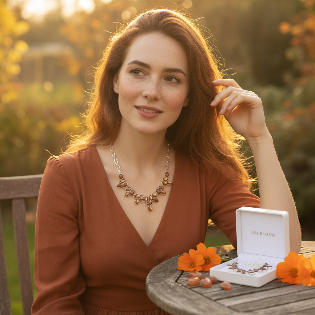 Collier en argent 925 avec pierres de soleil nacrelune.com collier