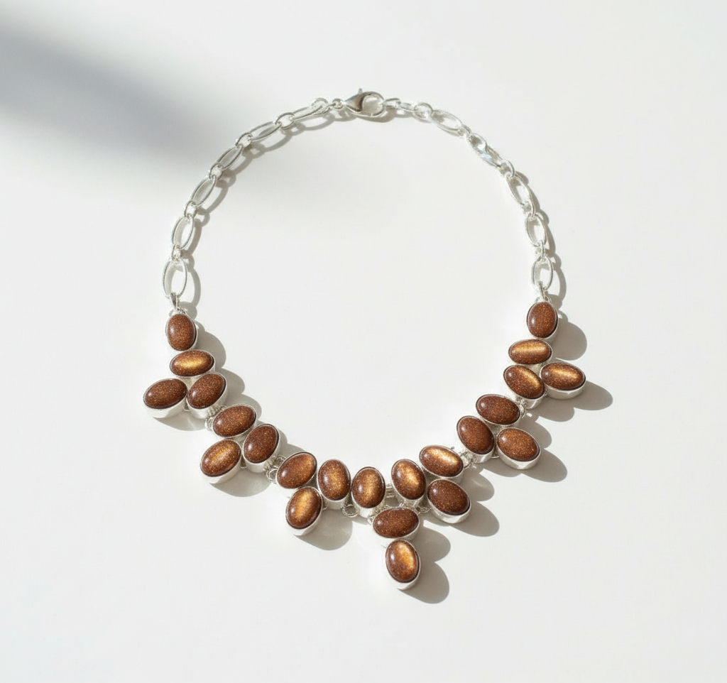 Collier en argent 925 avec pierres de soleil nacrelune.com collier