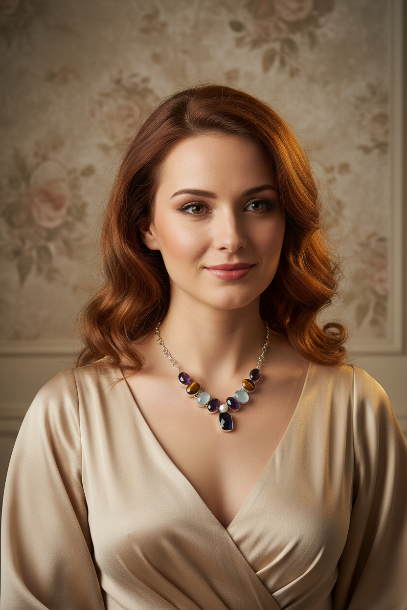 Collier en argent et pierres fines NACRELUNE collier