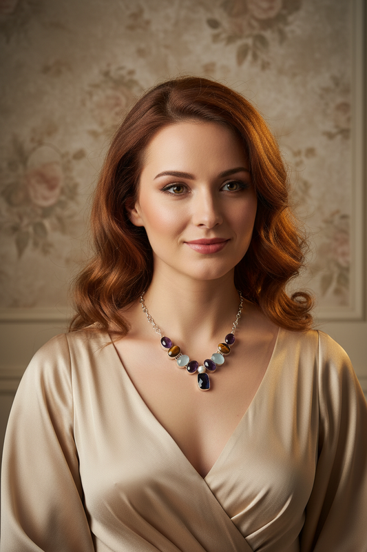 Collier en argent et pierres fines NACRELUNE collier