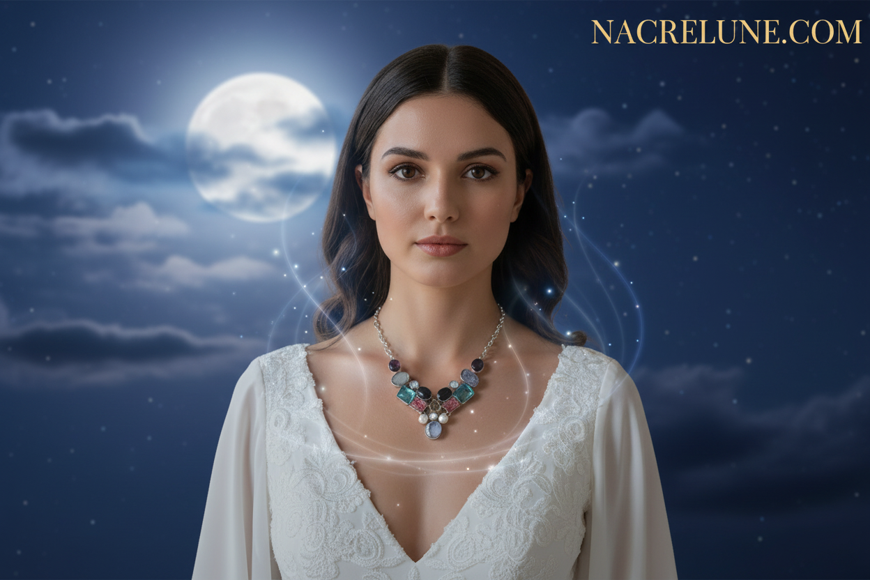 Collier argent 925 et pierres semi précieuses nacrelune.com collier