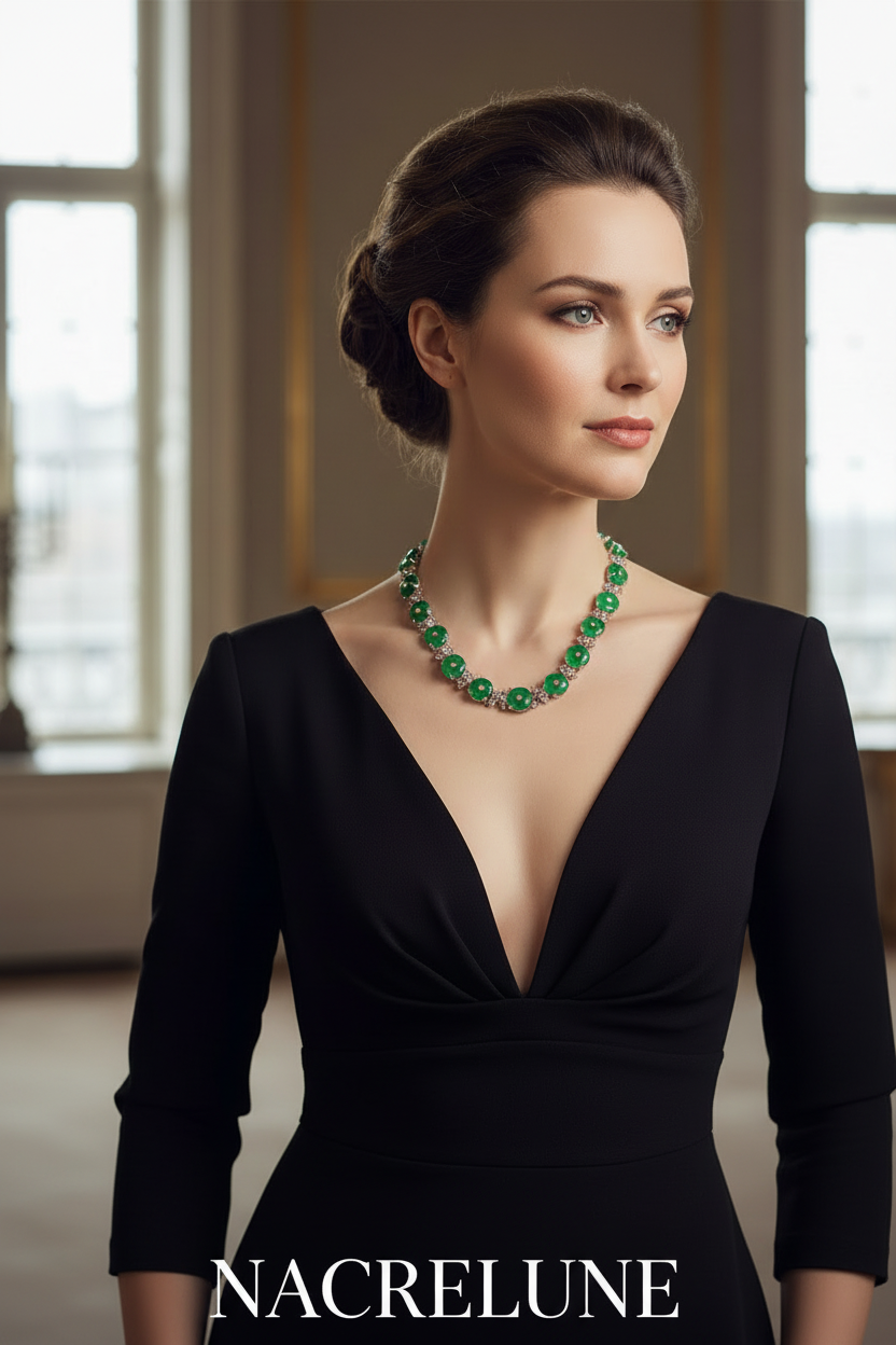 collier en zirconia imitation emeraudes et diamants nacrelune.com collier