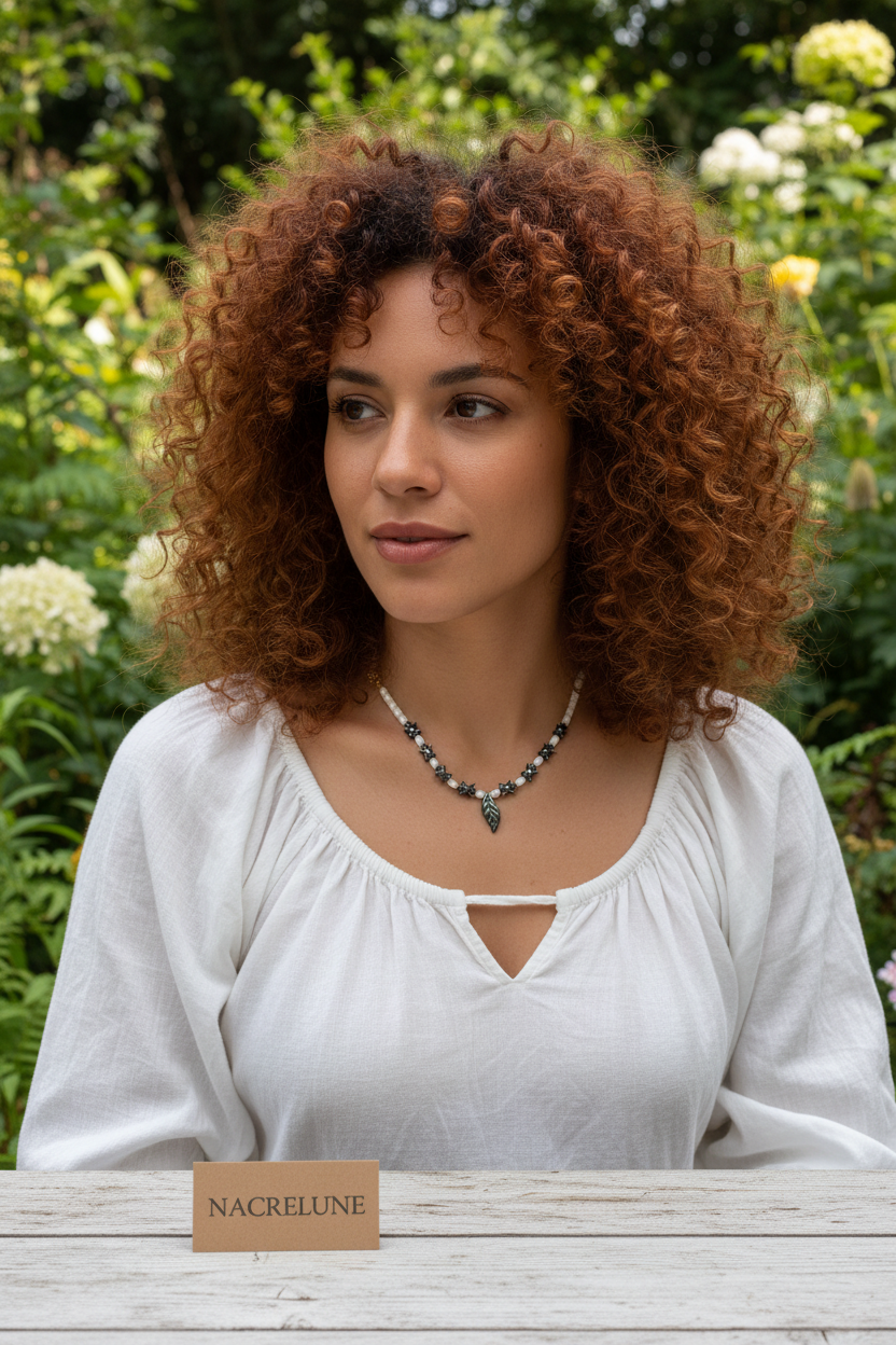 Collier porté - Blouse blanche