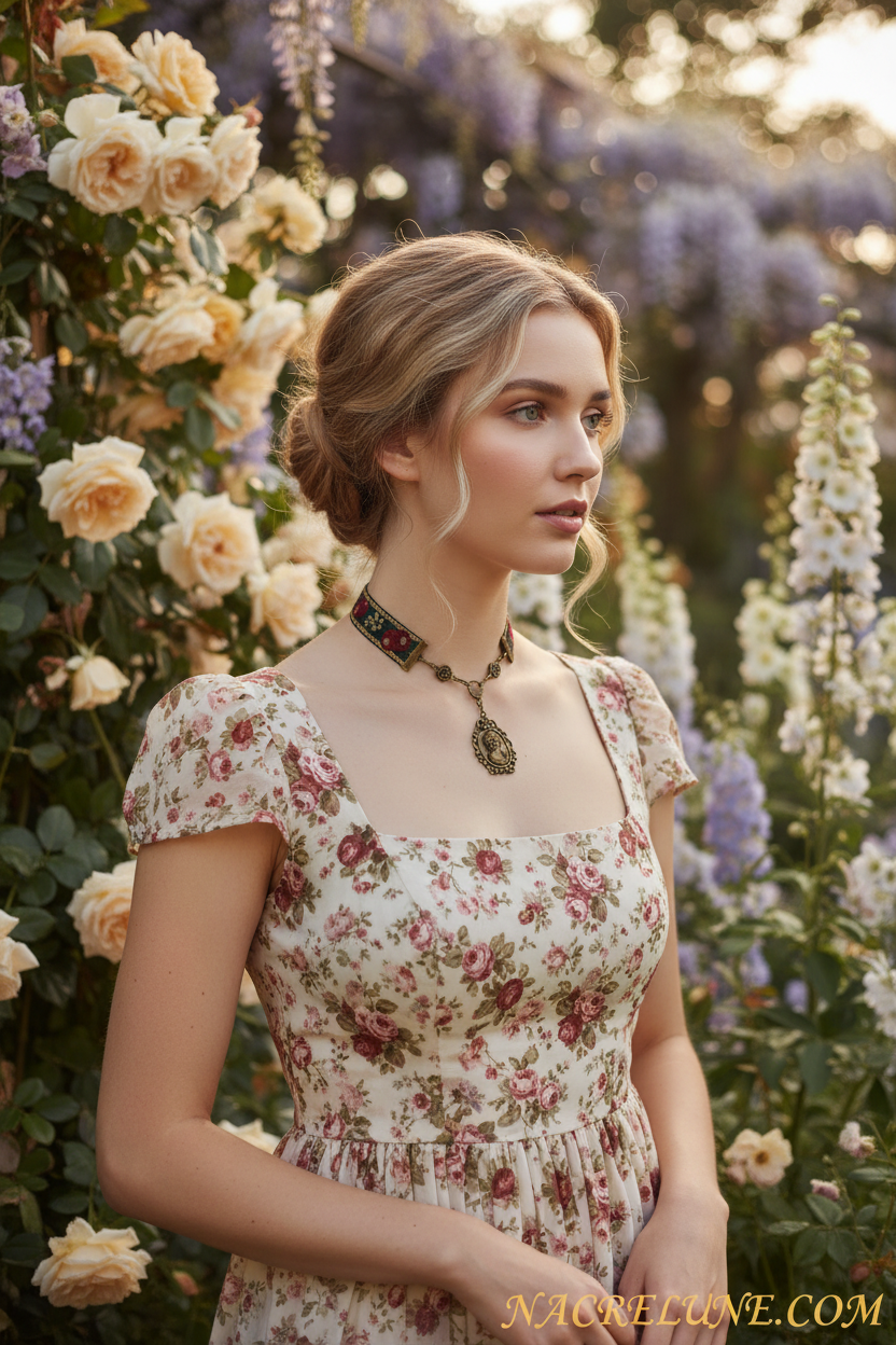 collier avec ruban brocard et camée métallique nacrelune.com collier