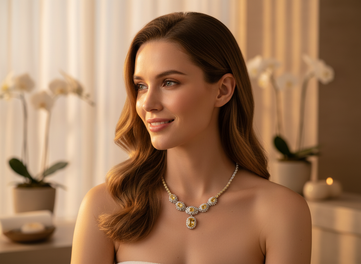 collier en zirconia imitation topazes jaunes NACRELUNE collier