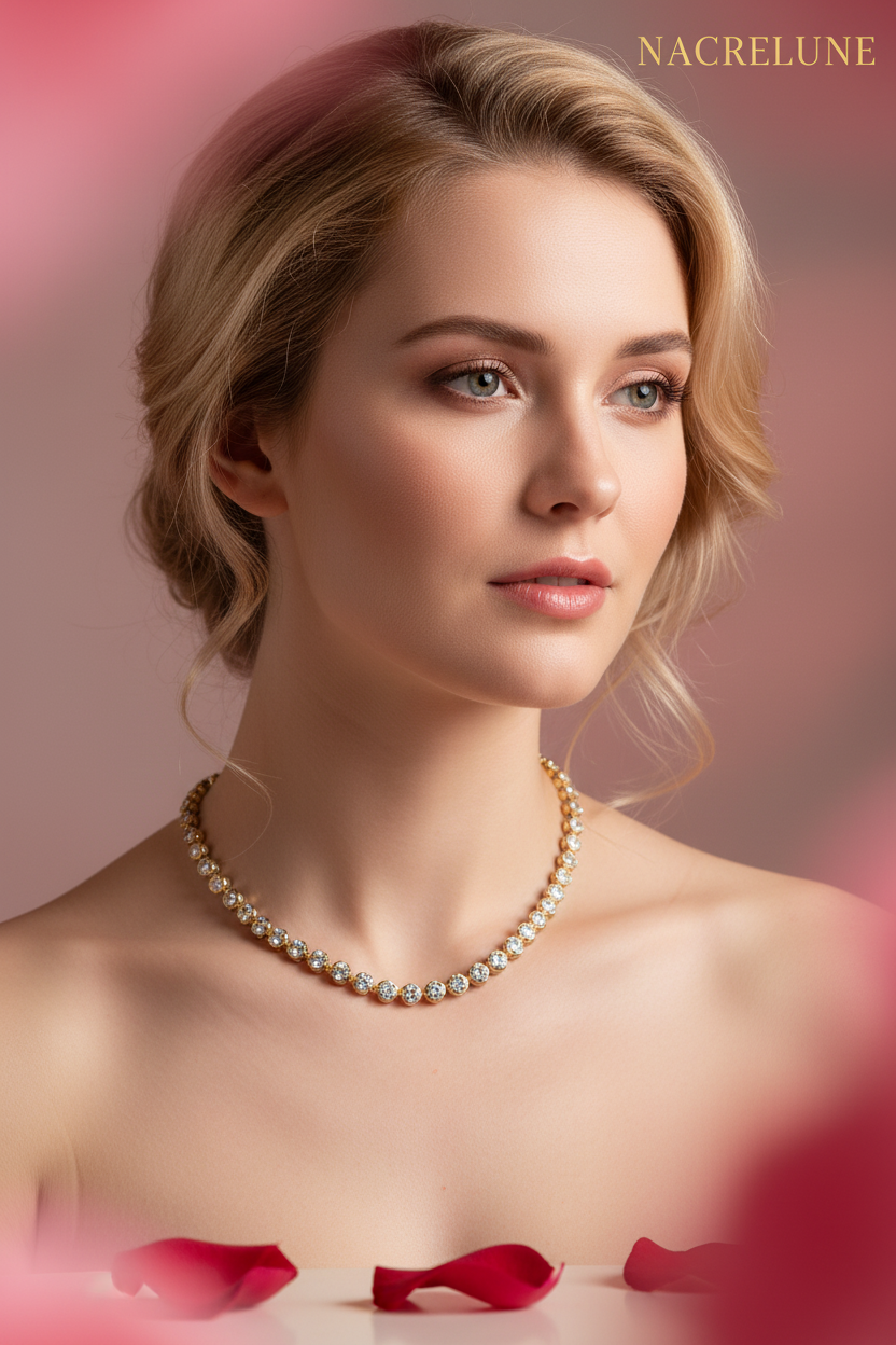 Collier zirconium imitation rivière de diamants nacrelune.com collier