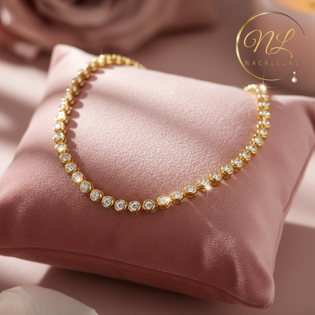 Collier zirconium imitation rivière de diamants nacrelune.com collier