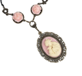 Collier avec roses et camée en résine : choisissez votre couleur Rose saumon nacrelune.com collier