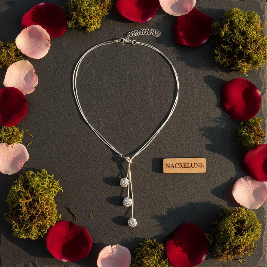 Collier en argent véritable en forme de roses nacrelune.com collier