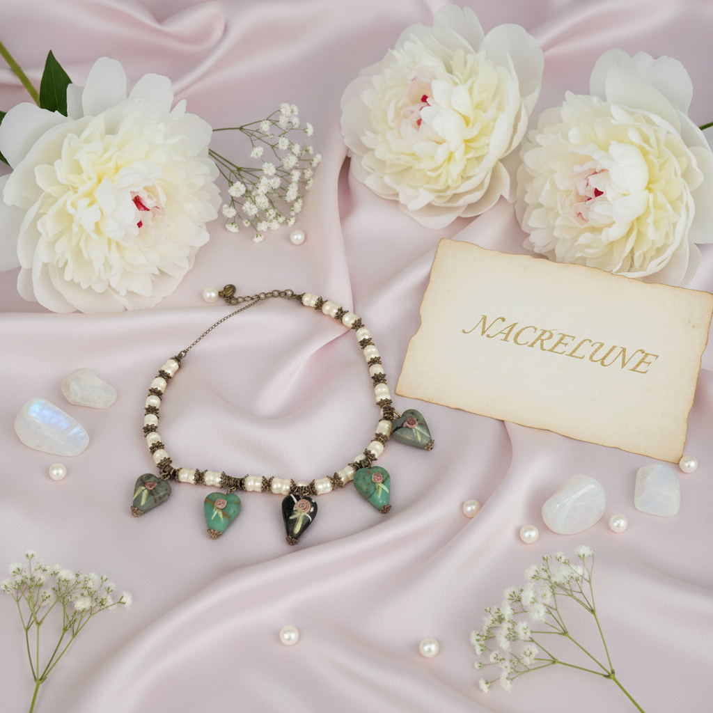 Collier en perles de verre nacrelune.com collier