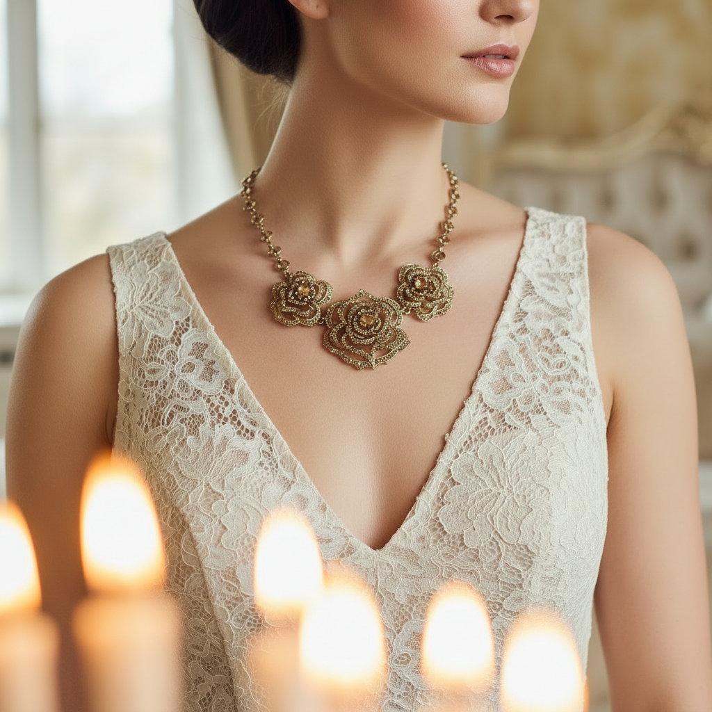 Collier en strass forme fleurs nacrelune.com collier