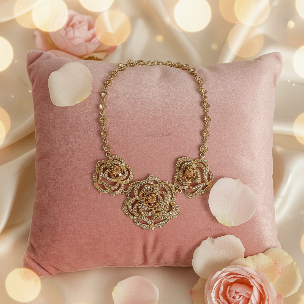 Collier en strass forme fleurs nacrelune.com collier