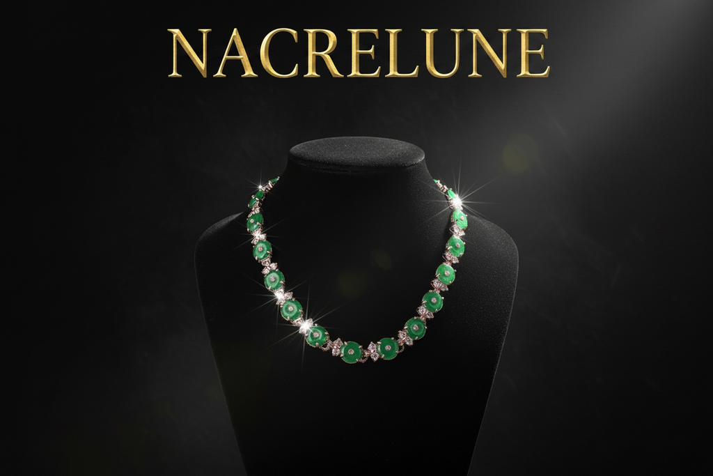 collier en zirconia imitation emeraudes et diamants nacrelune.com collier