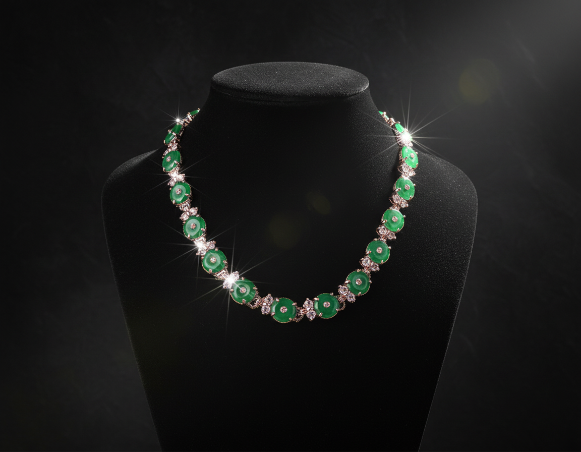 collier en zirconia imitation emeraudes et diamants NACRELUNE collier