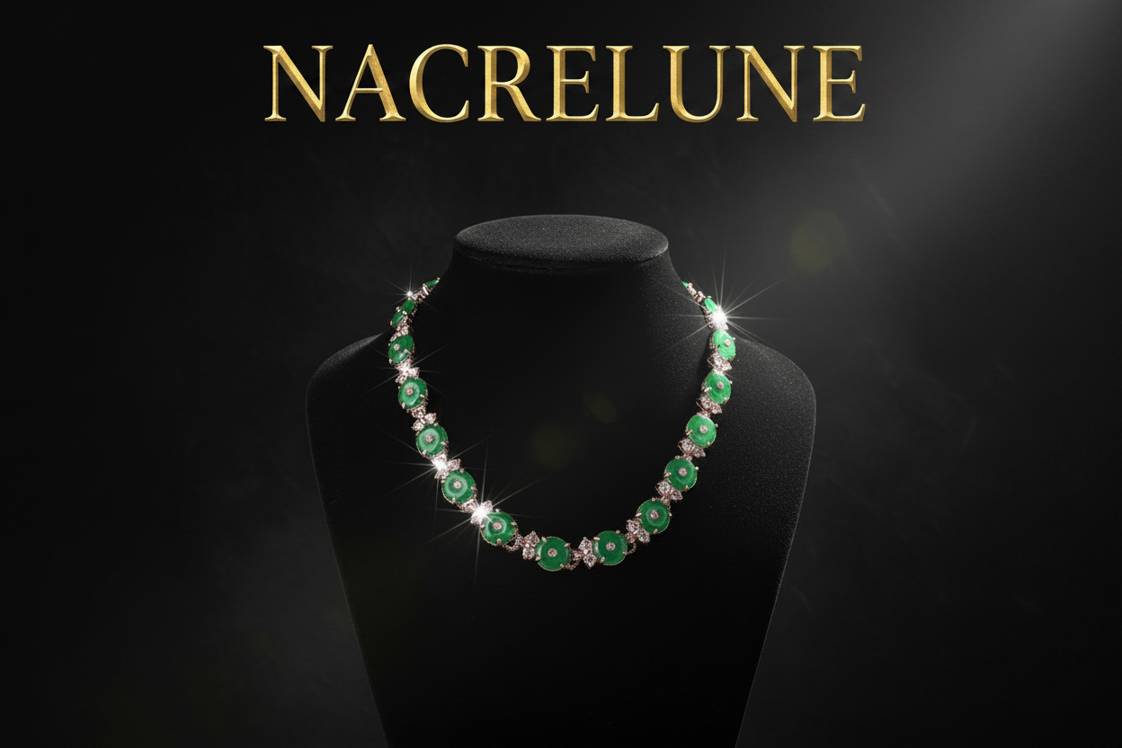 collier en zirconia imitation emeraudes et diamants nacrelune.com collier
