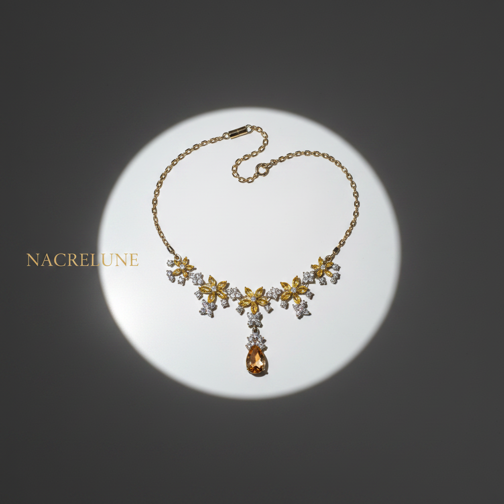 collier en zirconia imitation topazes jaunes et diamants nacrelune.com collier