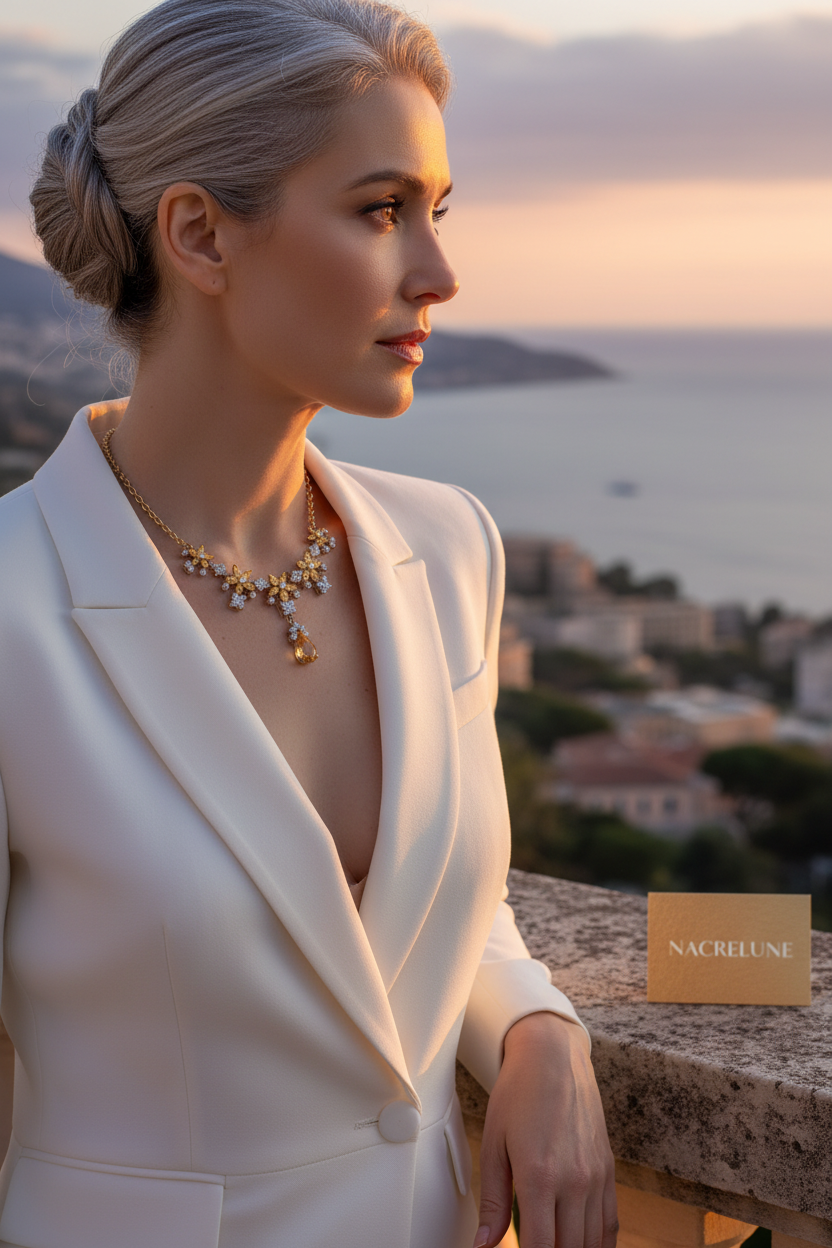 collier en zirconia imitation topazes jaunes et diamants nacrelune.com collier