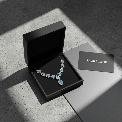 Collier topazes bleues et zirconia montés sur argent NACRELUNE