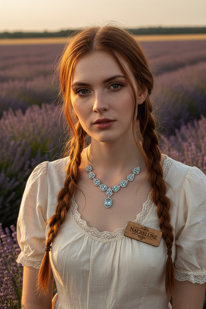 Collier topazes bleues et zirconia montés sur argent NACRELUNE