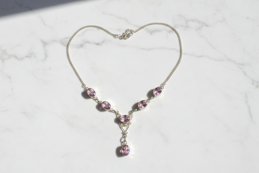 Collier argent 925 et topazes roses NACRELUNE collier