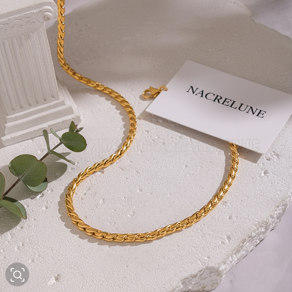 Collier Torsadé Plaqué Or – Chaîne Fine Twisted | NACRELUNE NACRELUNE collier