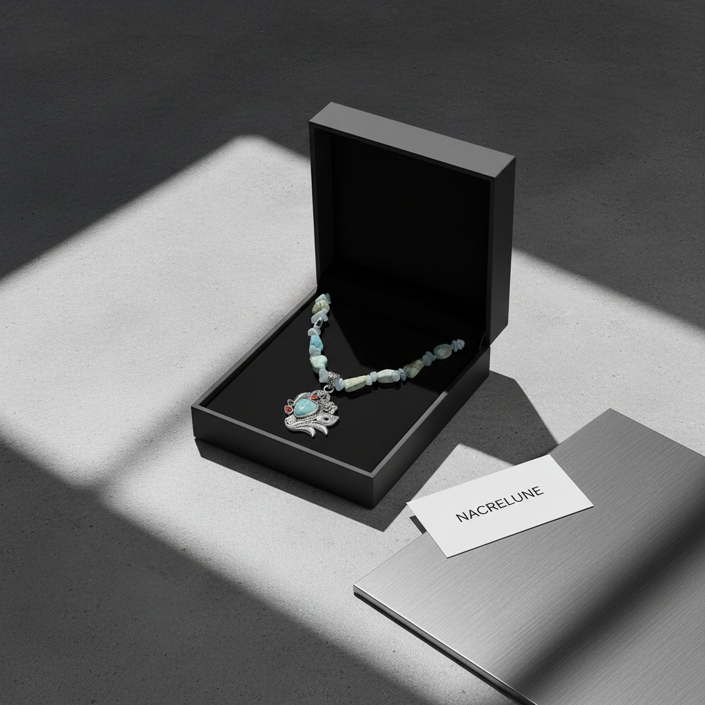 Collier visage en pierres naturelles NACRELUNE