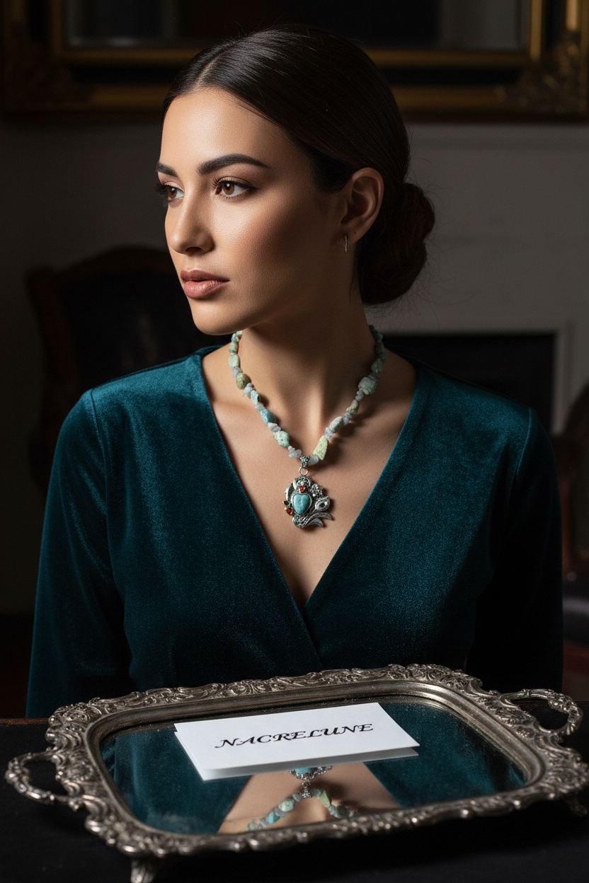 Collier visage en pierres naturelles NACRELUNE