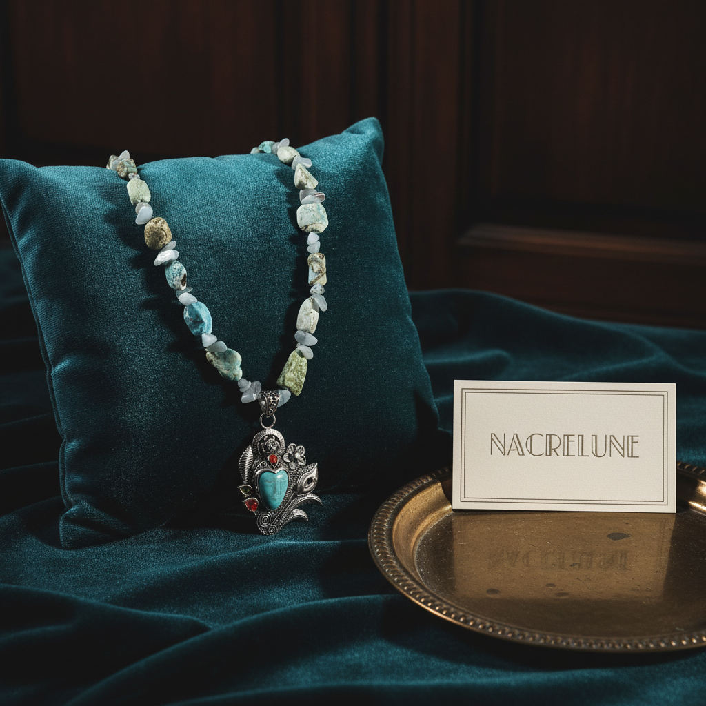 Collier visage en pierres naturelles NACRELUNE