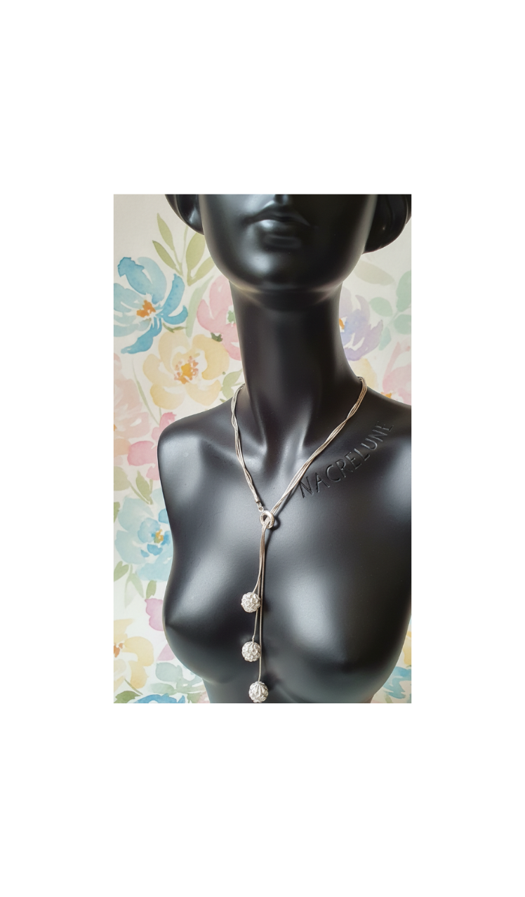 Collier Argent 925 en Forme de Roses - Motif Floral Sculpte | NACRELUNE NACRELUNE collier