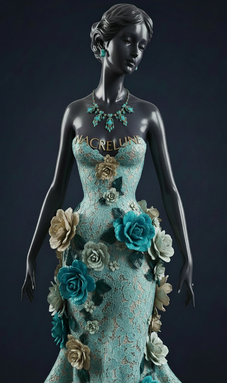 Collana con pendenti in strass blu – Stile Primo Impero-NACRELUNE