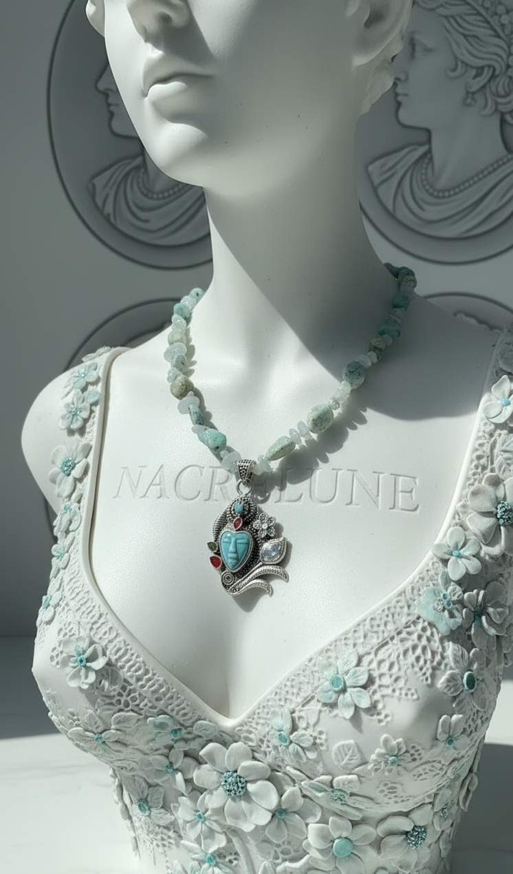 Collier Visage en Turquoise | NACRELUNE