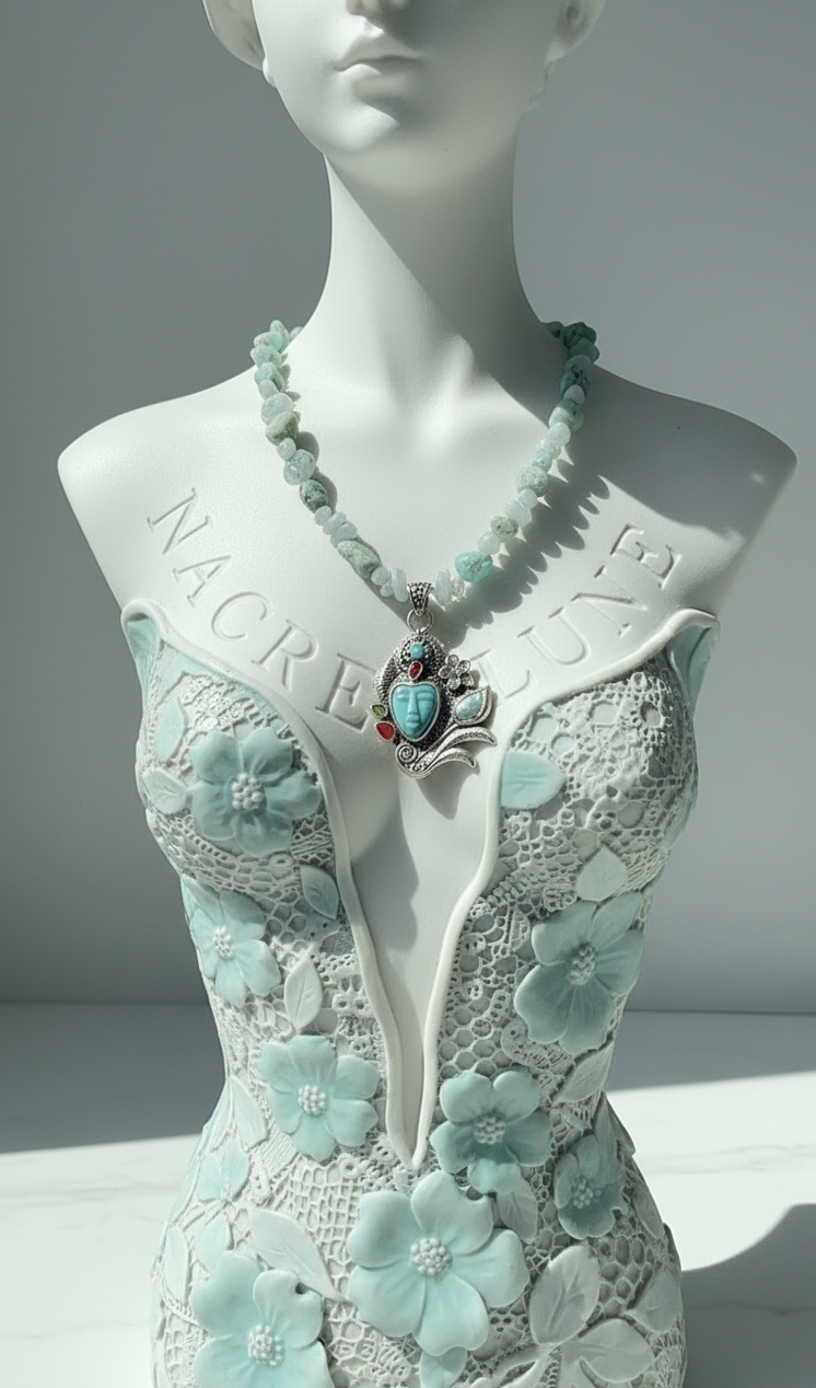Collier Visage en Turquoise | NACRELUNE