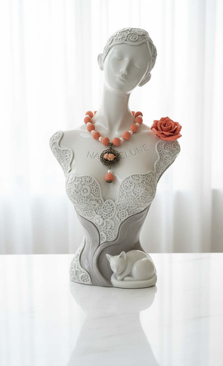 Elegant Handmade Imitation Red Coral Necklace
