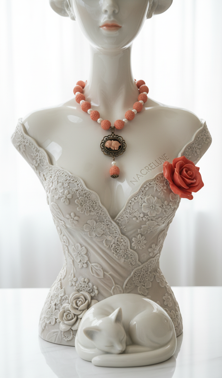 Elegant Handmade Imitation Red Coral Necklace
