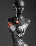 Collier Chats & Grande Rose Imitation Corail | NACRELUNE nacrelune.com collier