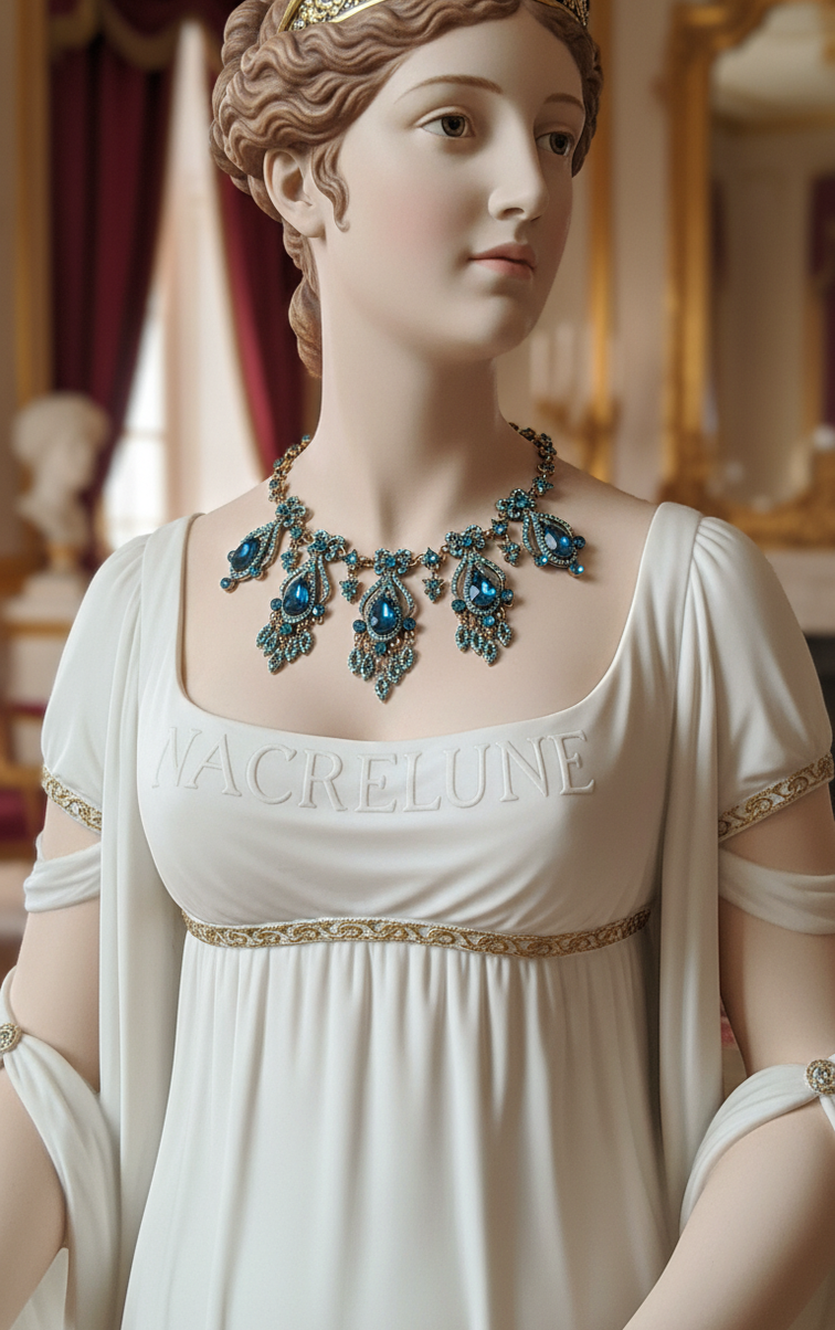 Collier à pendeloques en strass bleus – Style Premier Empire-NACRELUNE NACRELUNE collier