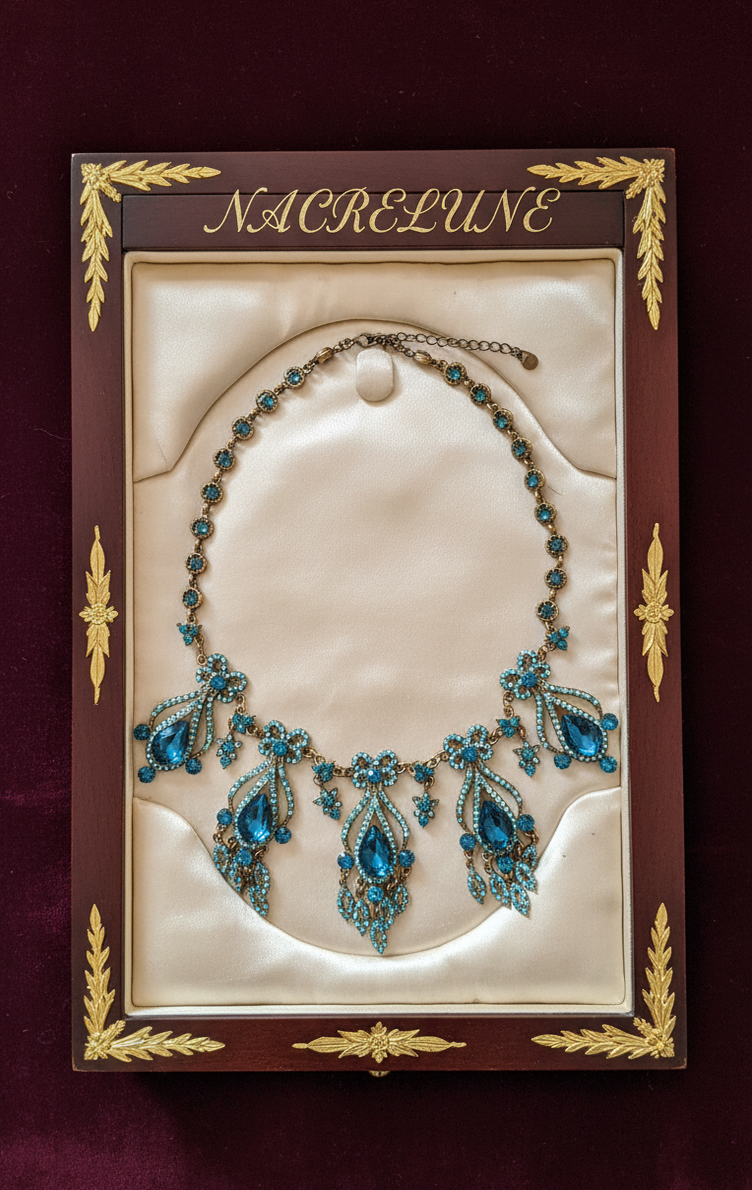 Collier à pendeloques en strass bleus – Style Premier Empire-NACRELUNE NACRELUNE collier