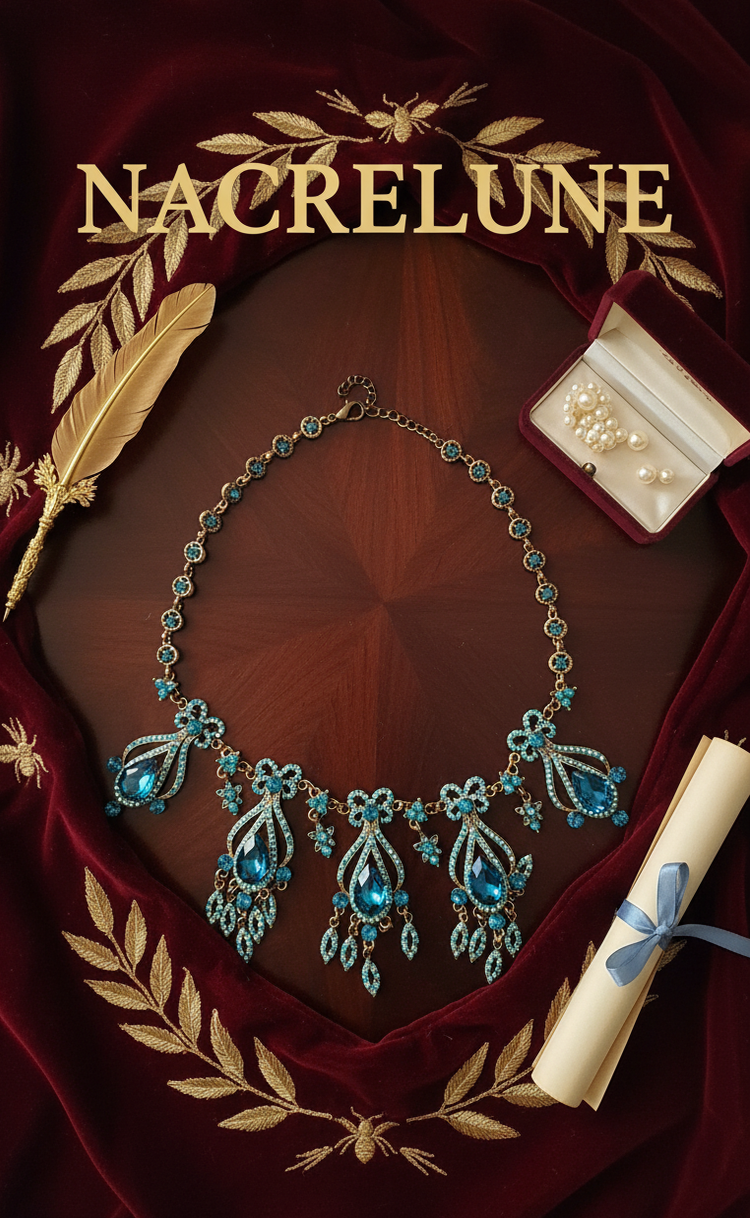Collier à pendeloques en strass bleus – Style Premier Empire-NACRELUNE NACRELUNE collier
