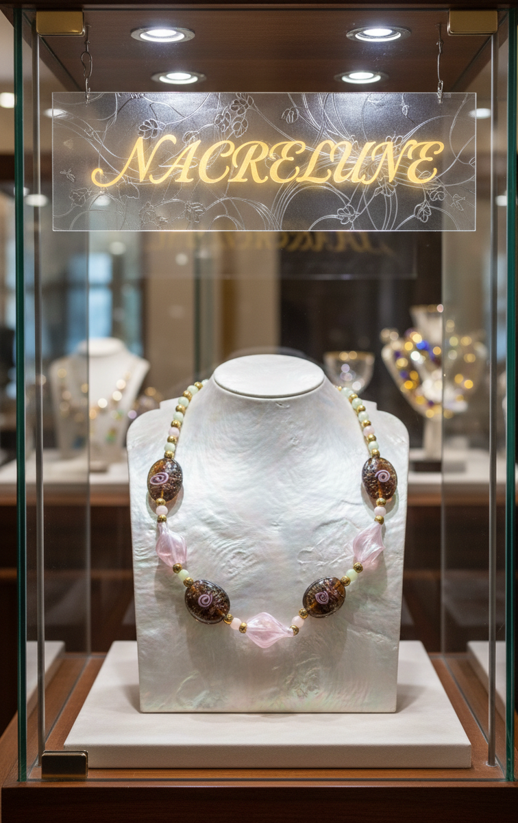 collier en verre décoré nacrelune.com collier