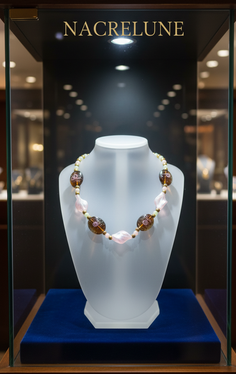 collier en verre décoré nacrelune.com collier