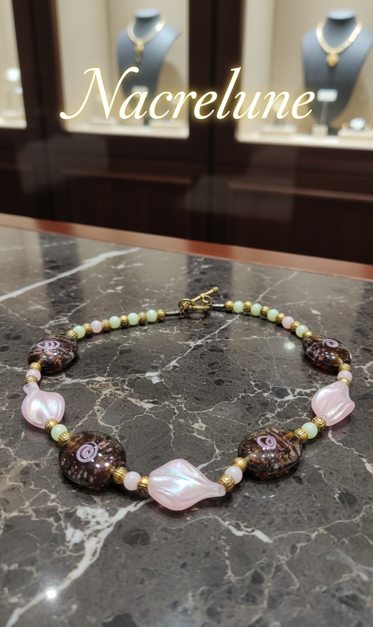 collier en verre décoré nacrelune.com collier