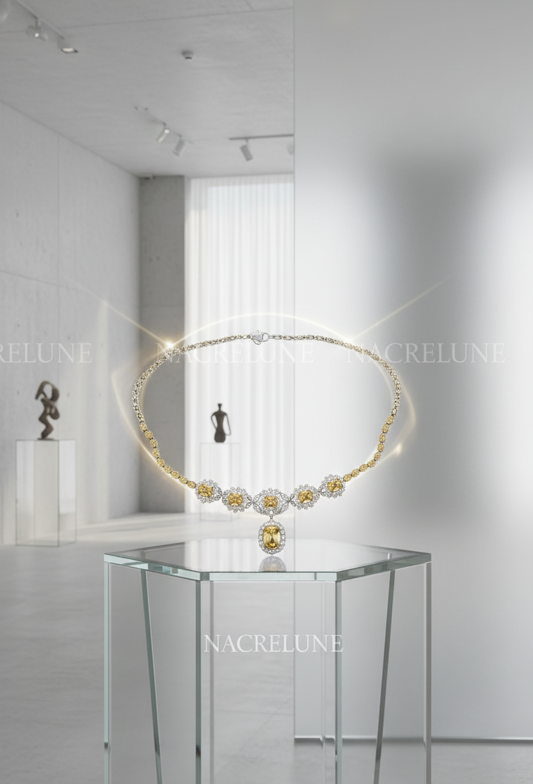 collier en zirconia imitation topazes jaunes