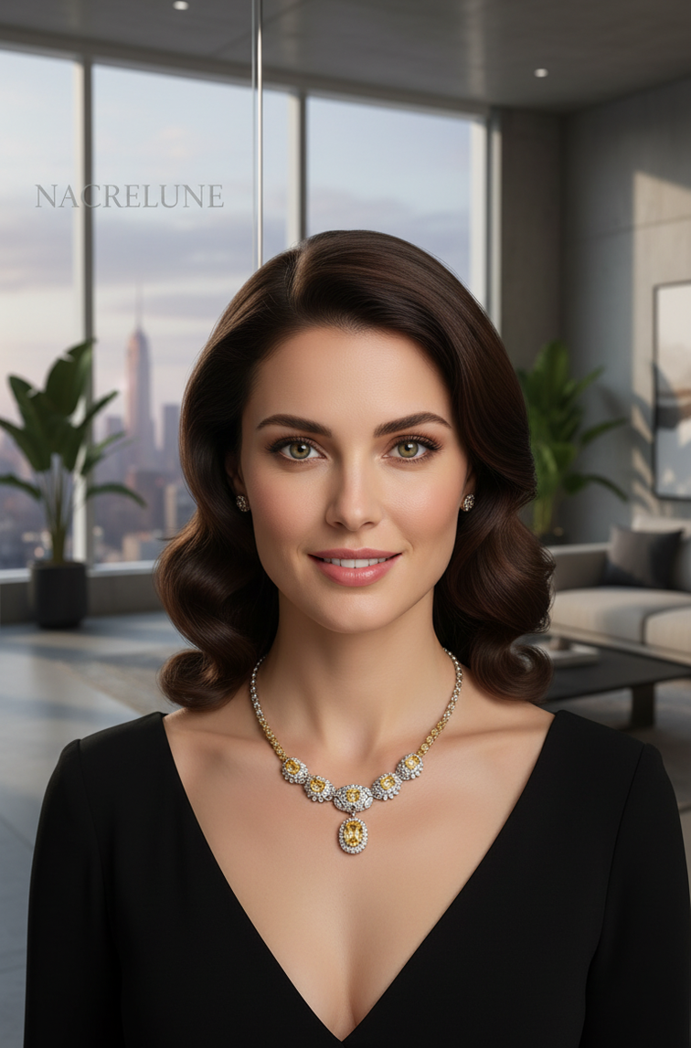 collier en zirconia imitation topazes jaunes
