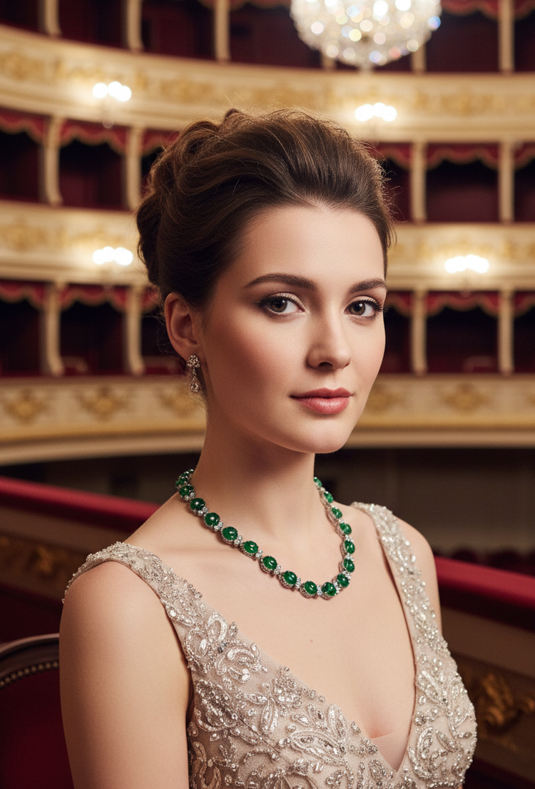 collier en zirconia imitation emeraudes et diamants