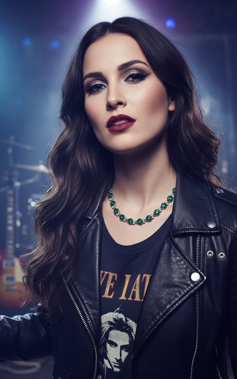 collier en zirconia imitation emeraudes et diamants