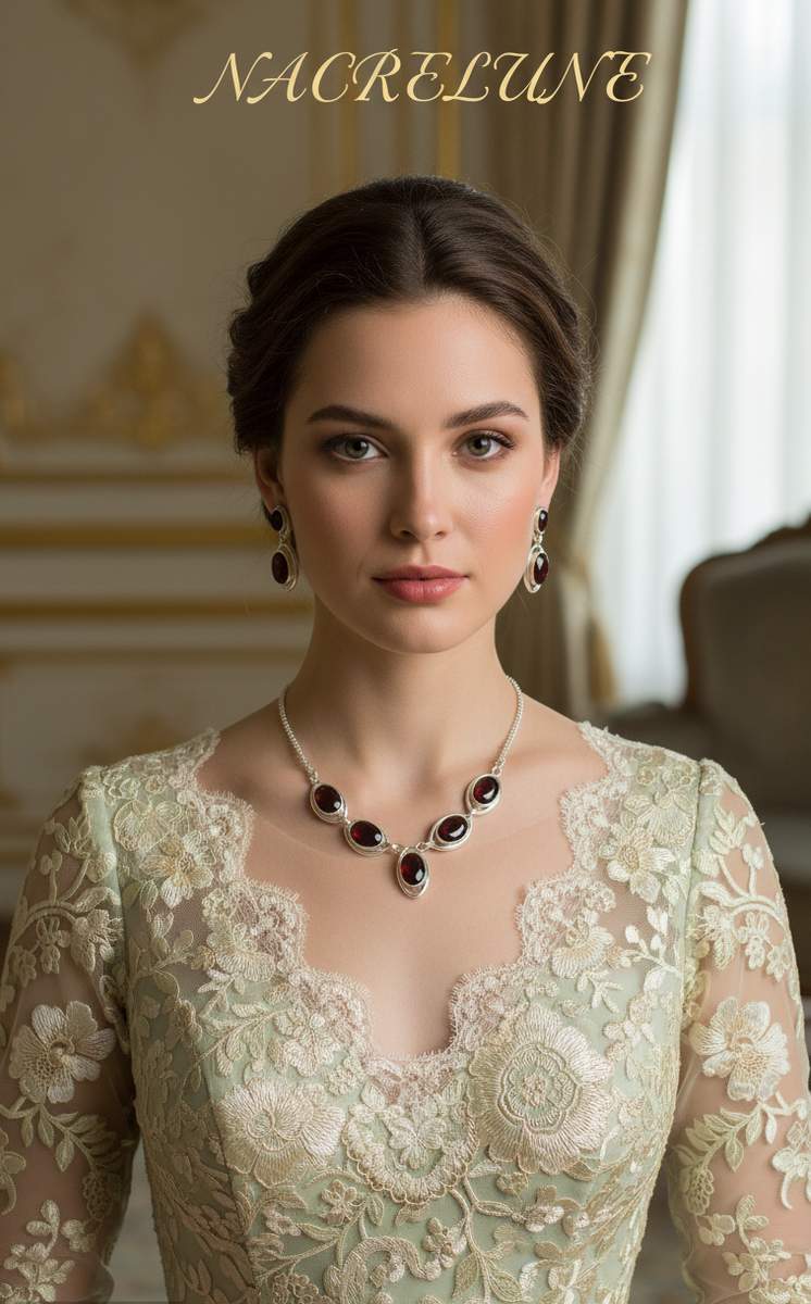 Collier Argent 925 & Grenats Tailles - Rouge Profond & Eclat Facette | NACRELUNE