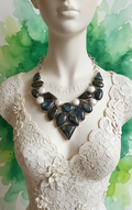 Collier en argent sterling, labradorites et nacre-NACRELUNE
