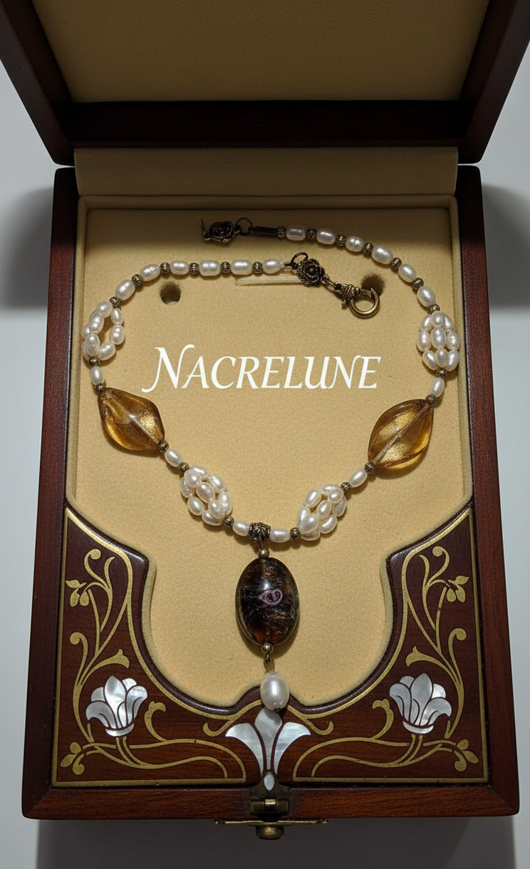 Collier perles de culture et verre mordoré | NACRELUNE NACRELUNE collier