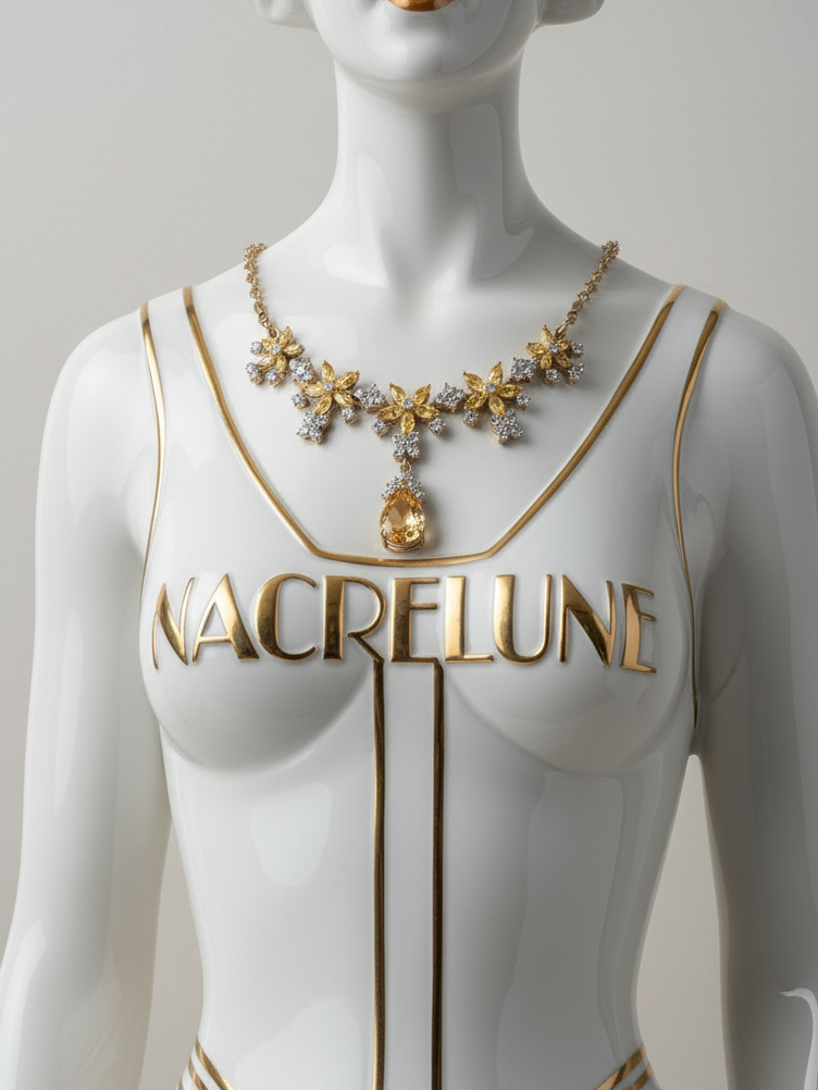 Collier Zirconia Imitation Topazes Jaunes & Diamants - Eclat Joaillerie Accessible | NACRELUNE NACRELUNE collier