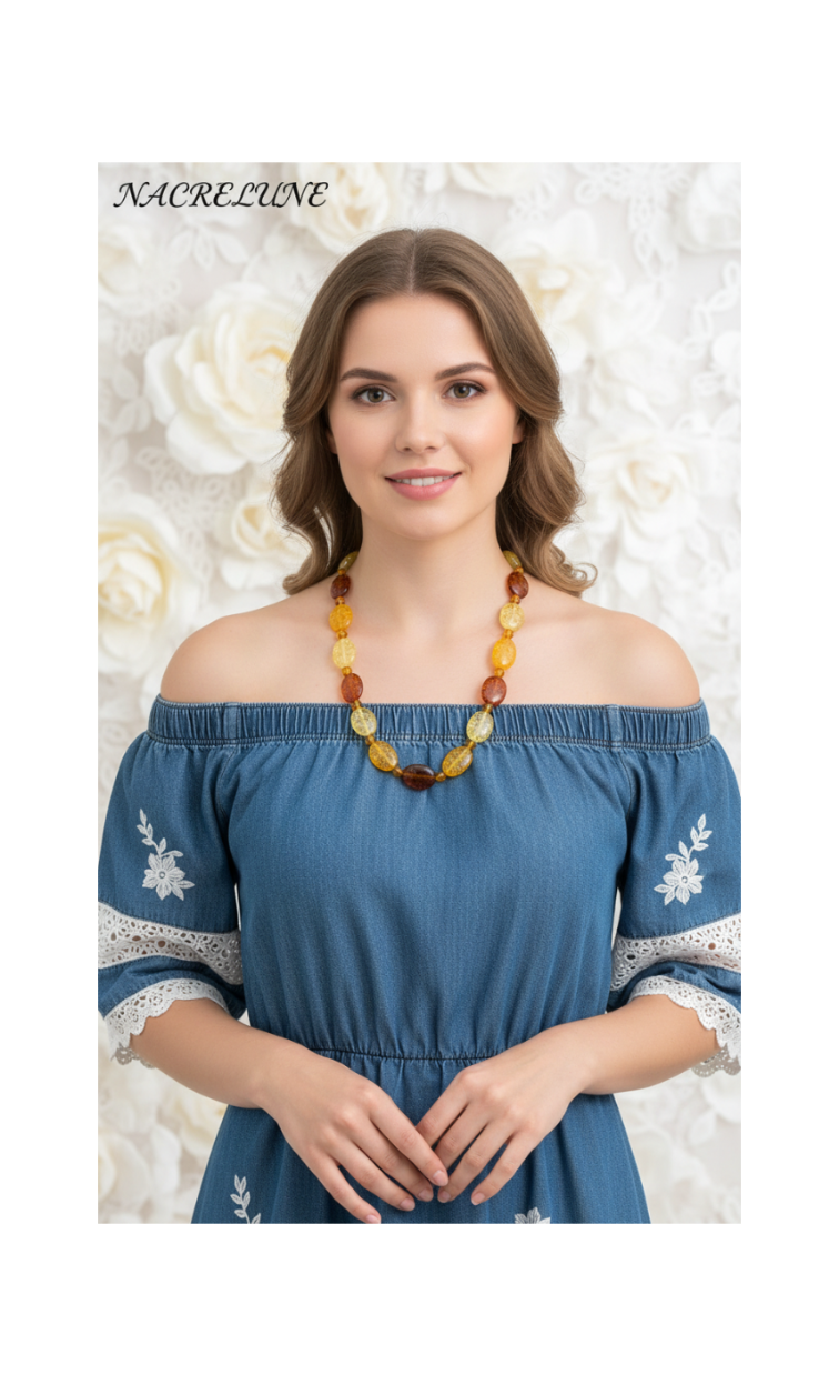 Collier Ambre Pressé Naturel – Chaleur & Vitalité | NACRELUNE NACRELUNE collier